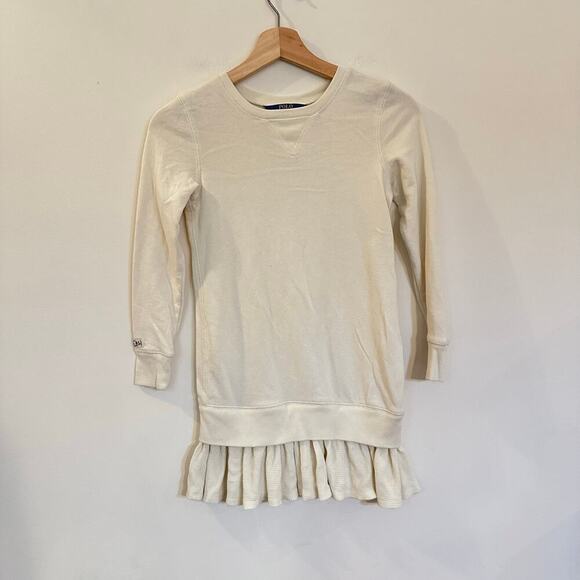 Ralph Lauren Sweatshirt Dress sz M (8-10) Sweater Dress with Waffle knit ruffles - Picture 2 of 8